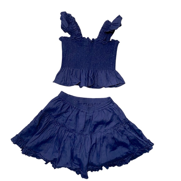 Hill House The Paz Top And Skirt in Navy‎ Linen Size L/XL Summer Preppy Feminine - Picture 5 of 15